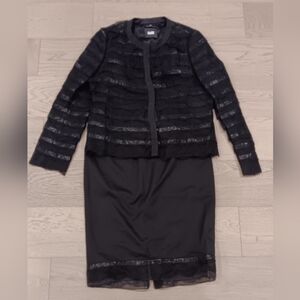 RENA LANGE Elegant Black Lace Skirt Suit Set 8